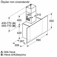 SİEMENS LC95FCJ00T IQ300 DUVAR TİPİ DAVLUMBAZ 90 CM