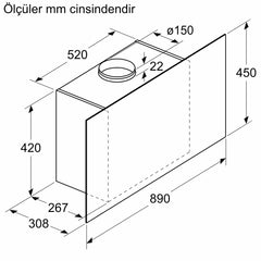 SİEMENS LC95FCJ20T IQ300 DUVAR TİPİ DAVLUMBAZ 90 CM