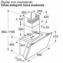 SİEMENS LC91KLT60 IQ700 DUVAR TİPİ DAVLUMBAZ 90 CM CAM