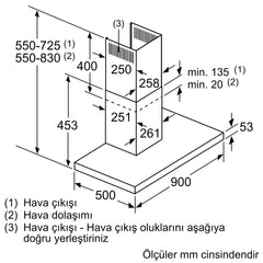 SİEMENS LC95BBC50T IQ100 DUVAR TİPİ DAVLUMBAZ 90 CM