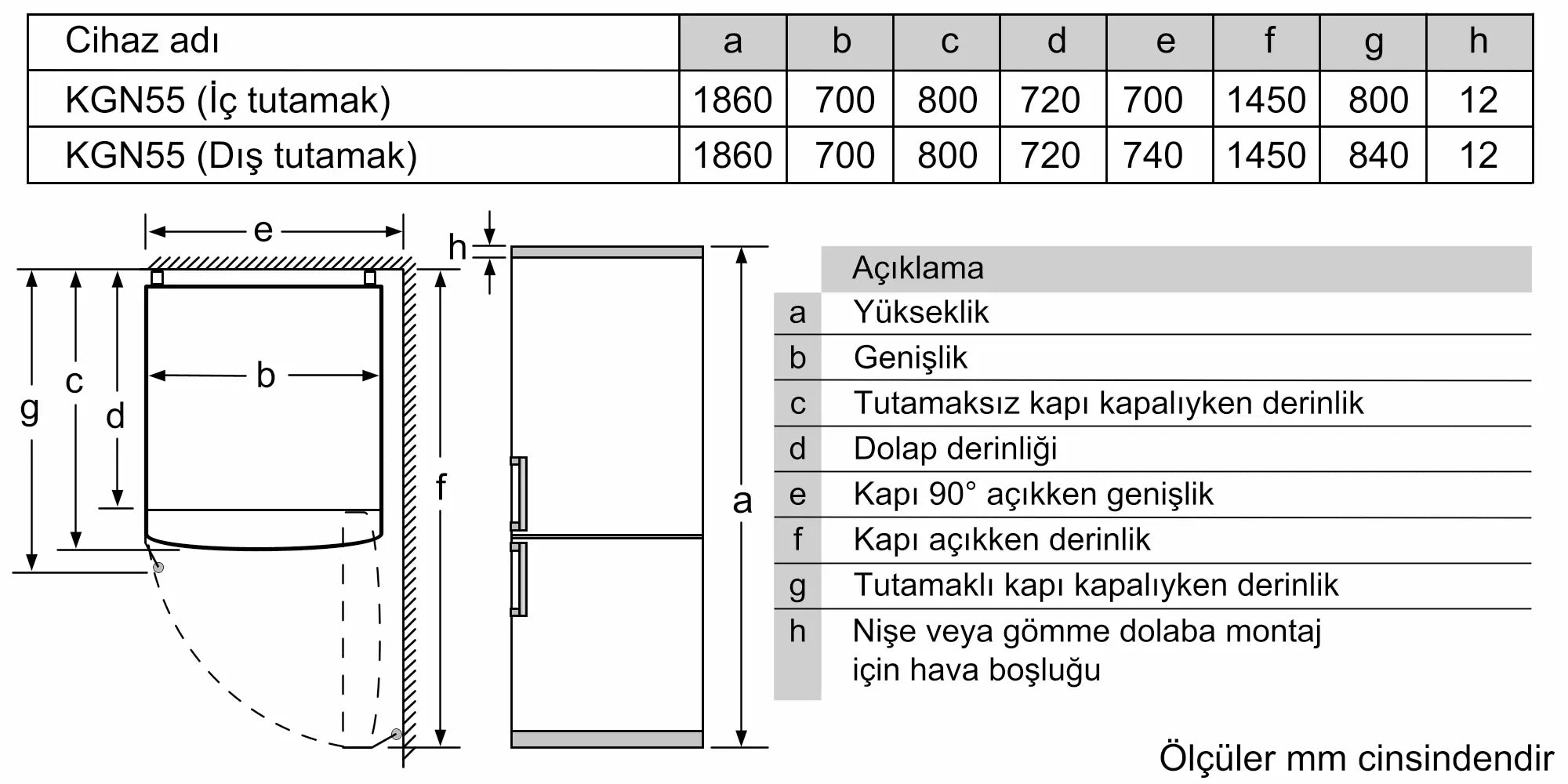 iQ300 Alttan Donduruculu Buzdolabı 186 x 70 cm Paslanmaz çelik KG55NCIE0N