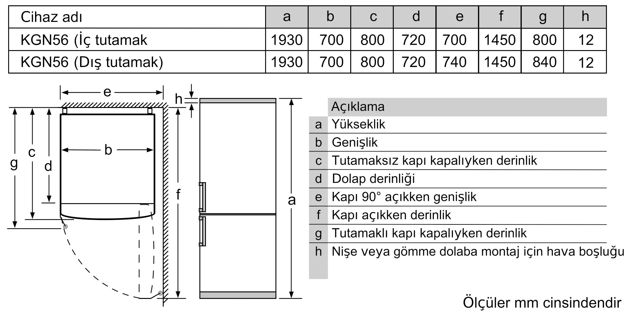 iQ500 Alttan Donduruculu Buzdolabı 193 x 70 cm Siyah, Total noFrost KG56NLBE0N