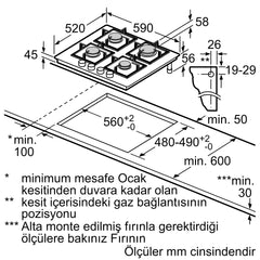 Siemens iQ300 Gazlı Ocak 60 cm Sert cam, Beyaz